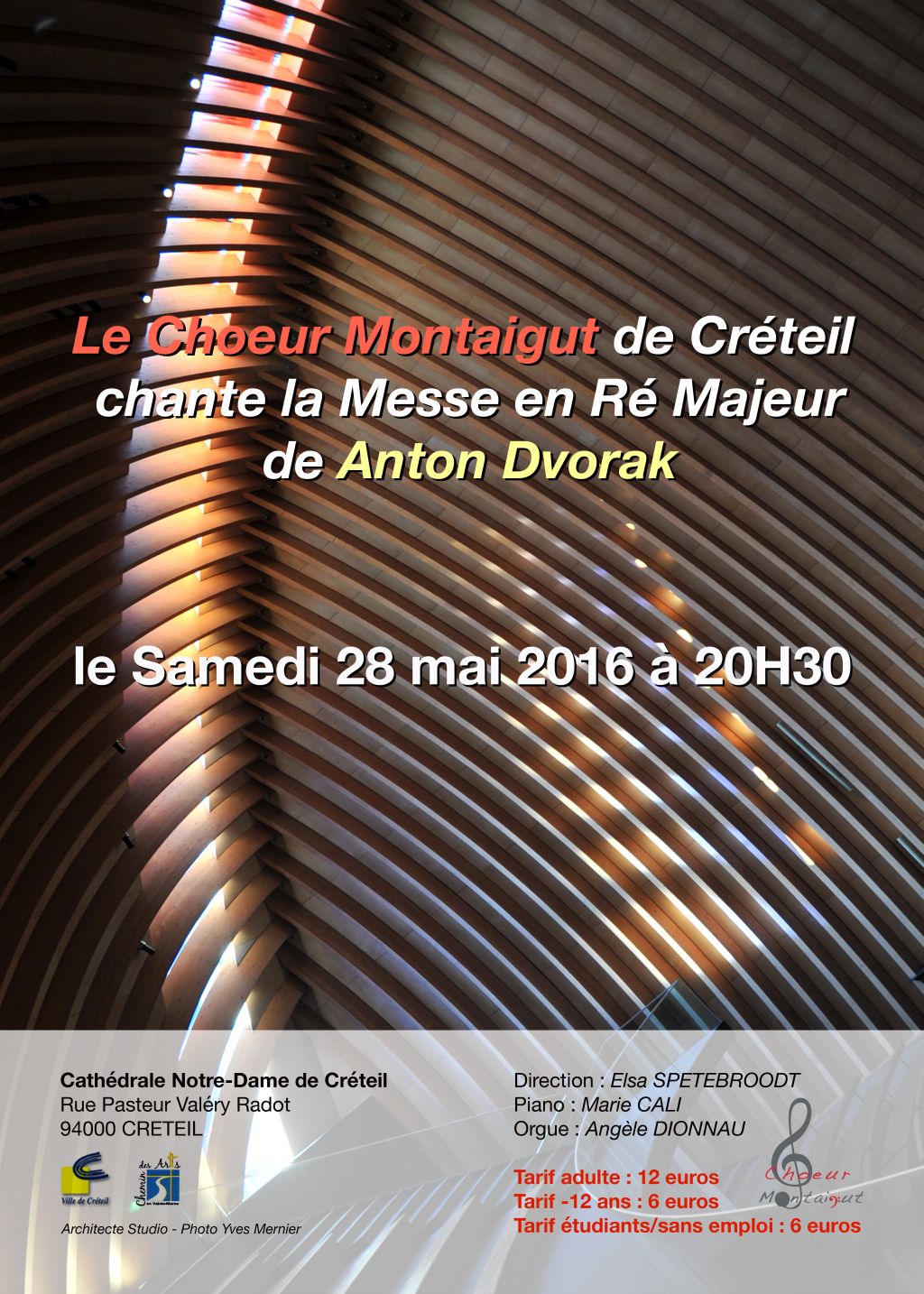 Affiche du concert Messe en Ré d'Anton Dvorak, 2016.